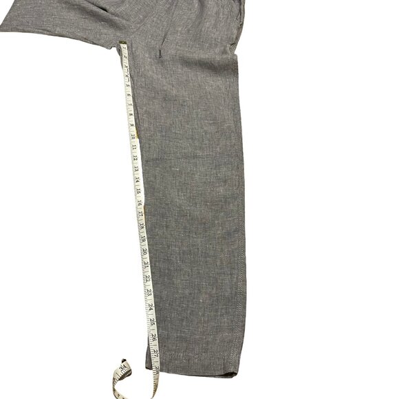 H&M 100% Linen Light Gray Pants Straight Leg High Waist Elastic Women's XS - Picture 14 of 15